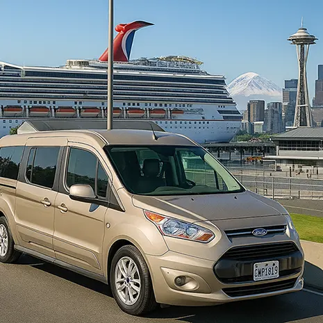 Maritime crew transport van supporting cruise terminal operations
