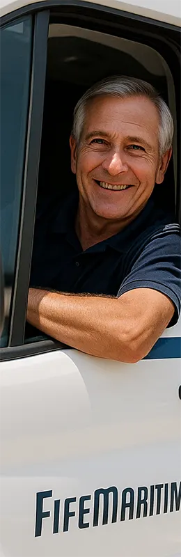 Certified maritime medical transport driver assisting crew transfer