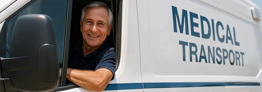 Maritime medical transport vehicle scheduled around vessel timelines